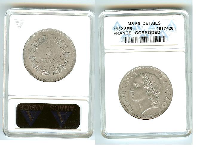 5 Francs Lavrillier(Aluminium) 1952 Unc(SOLD)